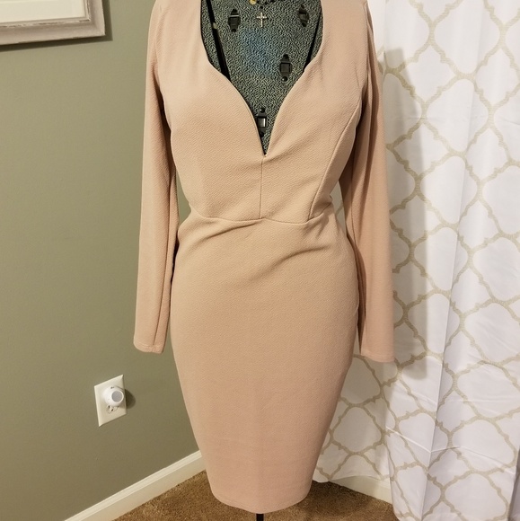 Charlotte Russe Dresses & Skirts - Long Sleeve Nude Dress